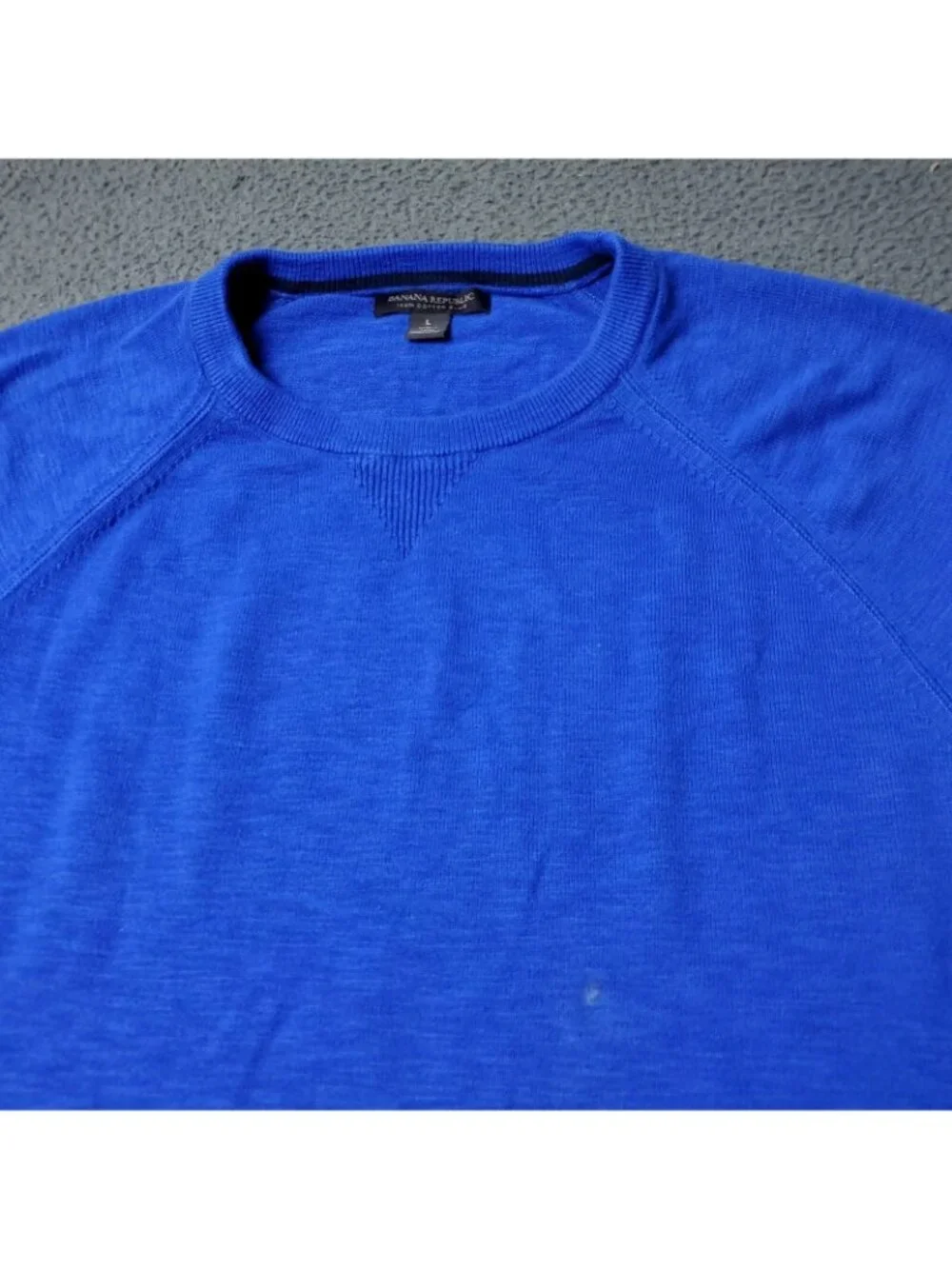 Banana Republic Sweater Mens L Large Blue Pullover Cotton Crew Neck Casual